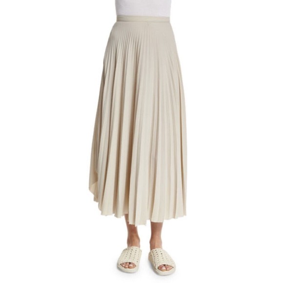 Helmut Lang Pleated Chiffon Midi Skirt Womens Size 2 High Waist  Oyster NEW - Picture 4 of 13